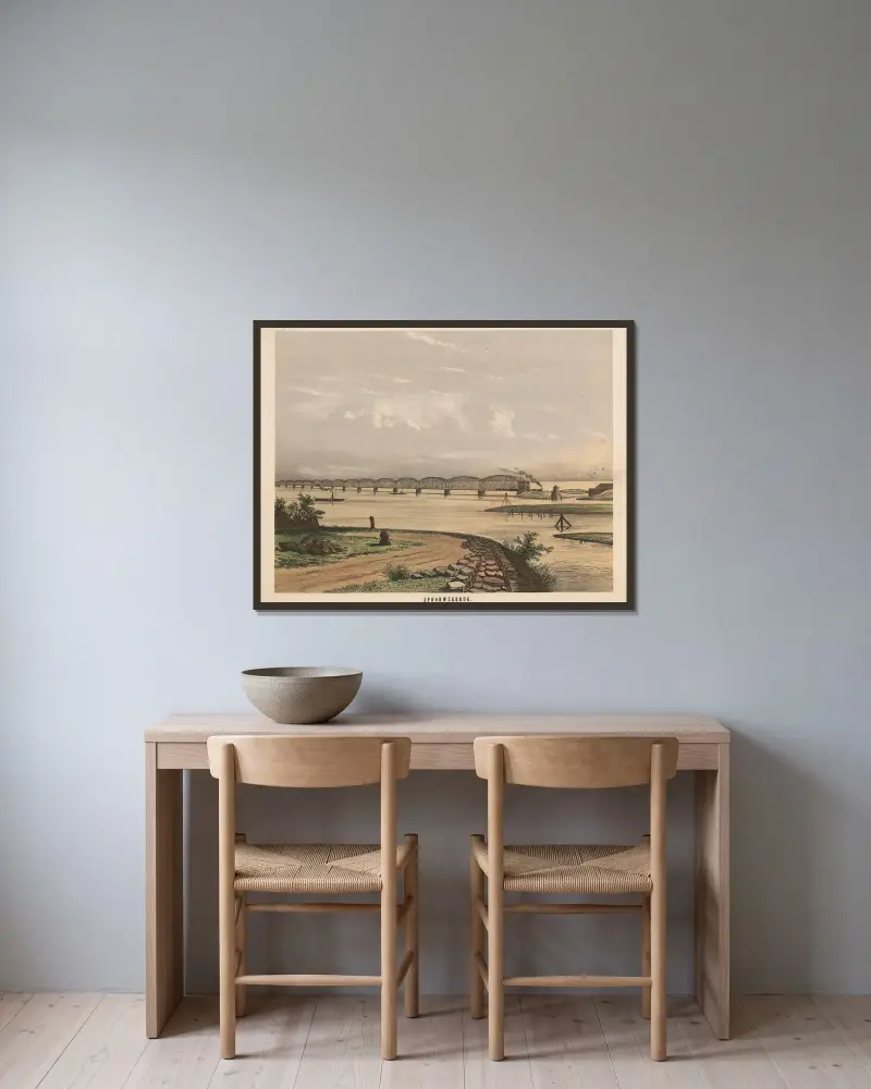 Spoorwegbrug av Hendrik Jan van Lummel inramad på en vägg