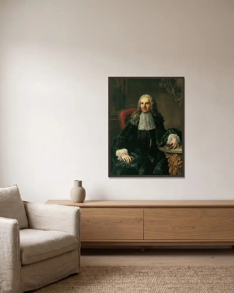 Porträtt av Johann Christoph Freiherr von Bartenstein av Martin van Meytens inramad på en vägg