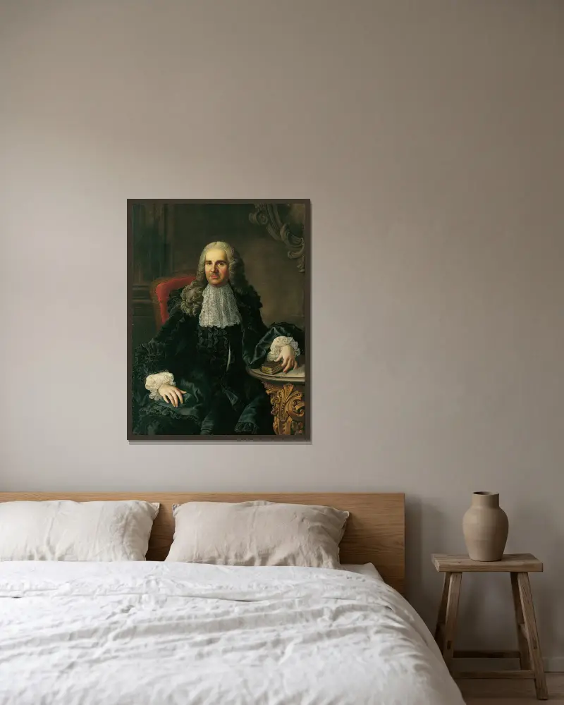 Porträtt av Johann Christoph Freiherr von Bartenstein av Martin van Meytens inramad på en vägg