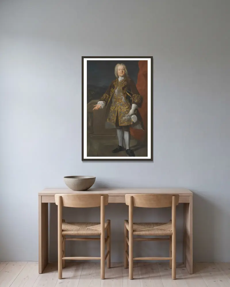 Carl Gustaf Tessin, 1695–1770 av Martin van Meytens inramad på en vägg