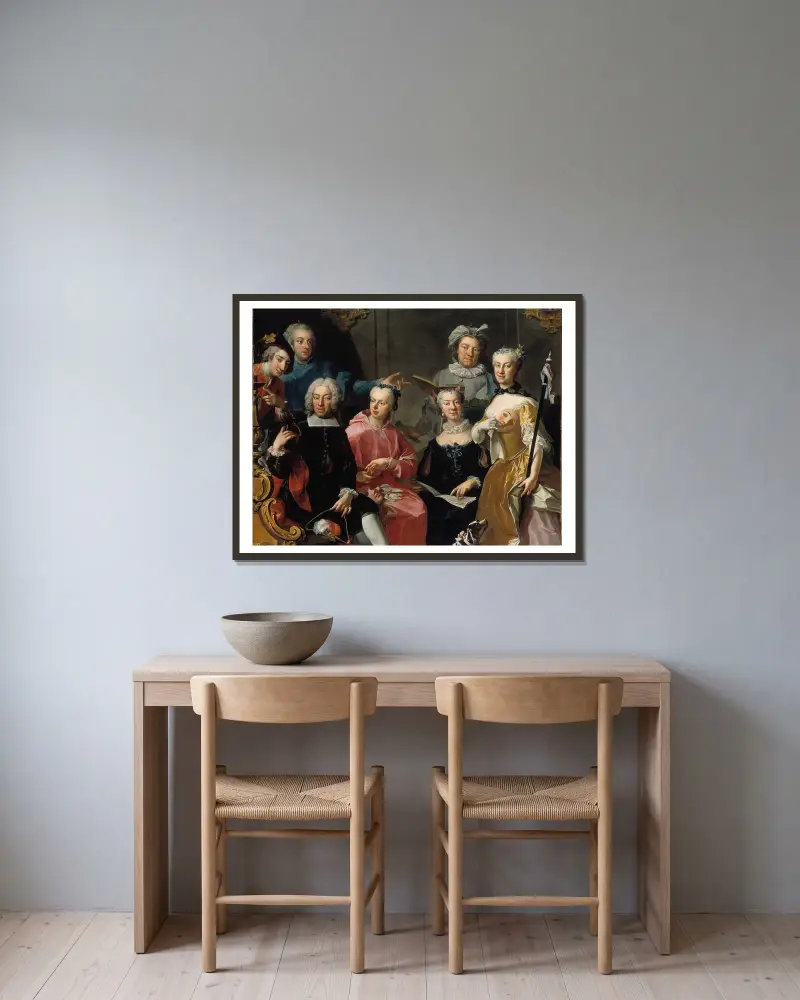 Familjegrupp av Martin van Meytens inramad på en vägg