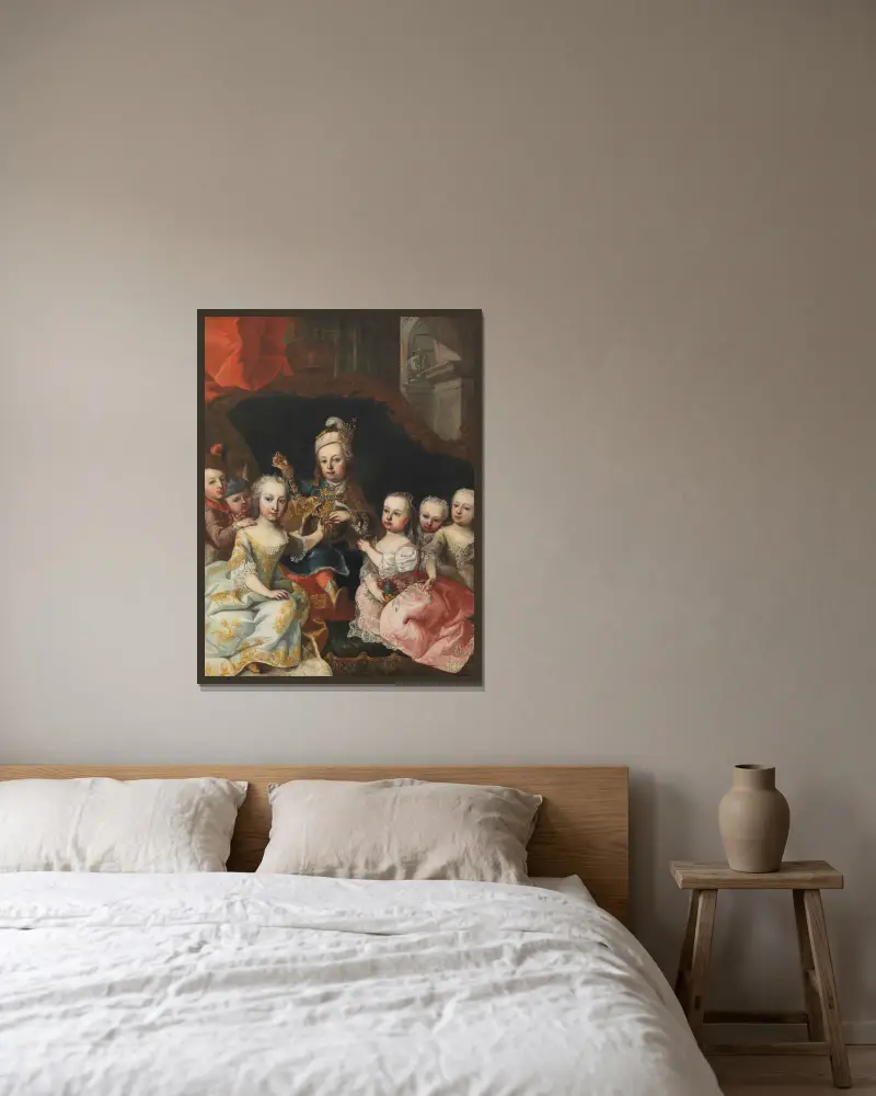 Joseph II. als Kronprinz mit sechs Geschwistern von Martin van Meytens gerahmt an einer Wand