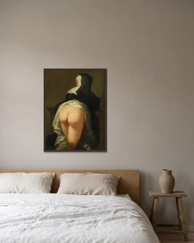 Knäböjande nunna, 1731 – nr 2 av Martin van Meytens inramad på en vägg