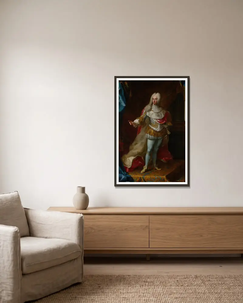 Vittorio Amedeo II in Majestät von Martin van Meytens gerahmt an einer Wand