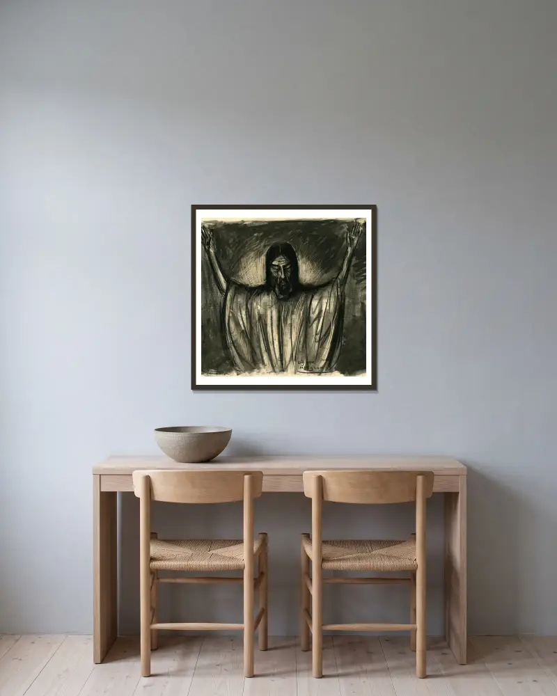 Christus – nr 2 av Eugeen Van Mieghem inramad på en vägg
