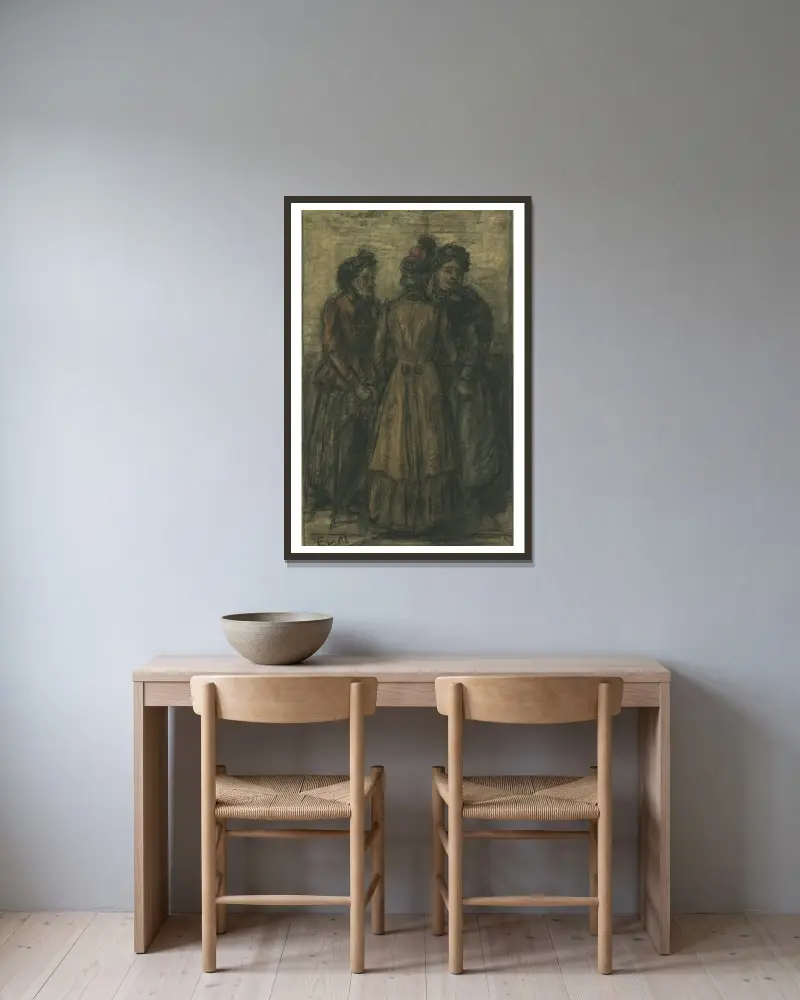 Drei Damen von Eugeen Van Mieghem gerahmt an einer Wand