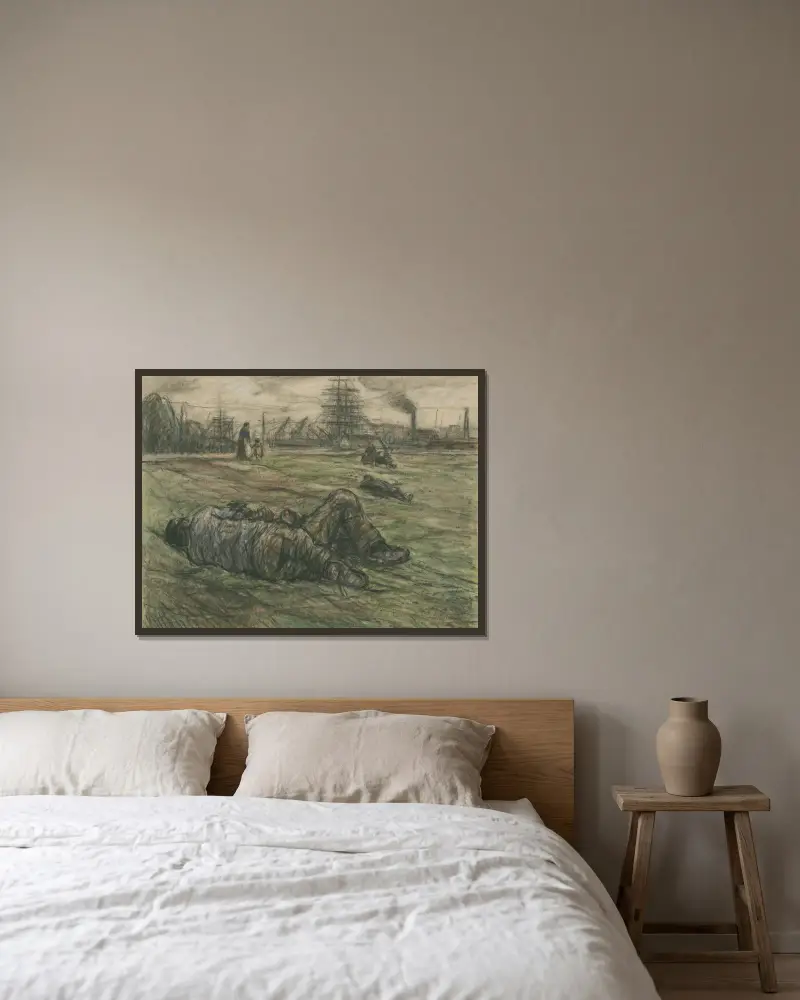 Ruhend am Scheldedeich von Eugeen Van Mieghem gerahmt an einer Wand