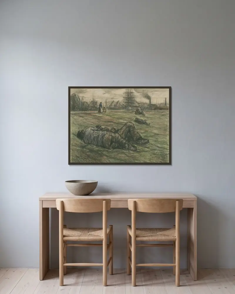 Ruhend am Scheldedeich von Eugeen Van Mieghem gerahmt an einer Wand