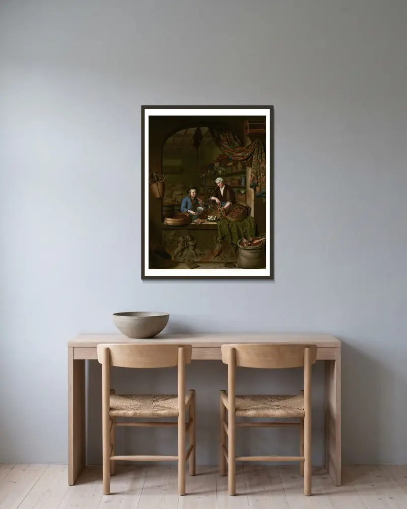 Sklep kupca, Willem Van Mieris w ramie na ścianie