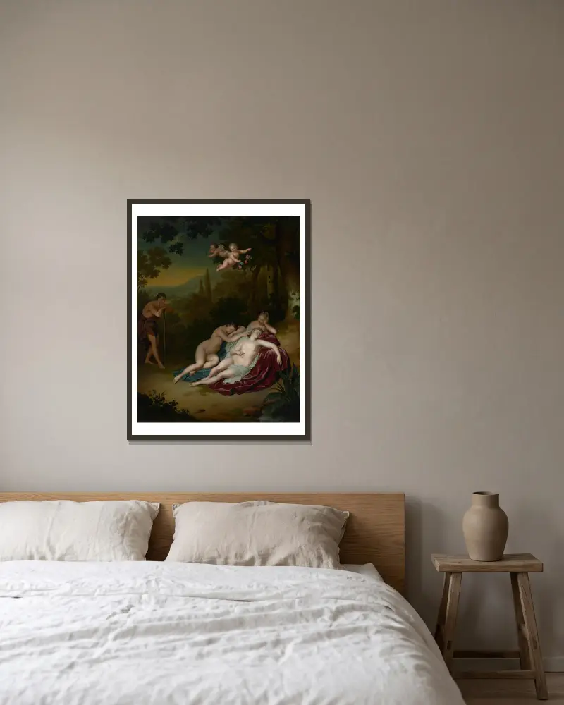Cimon und Iphigenia, 1713 von Willem Van Mieris gerahmt an einer Wand