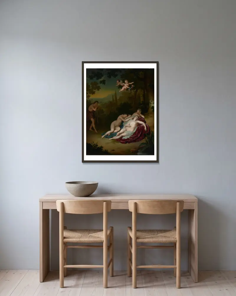 Cimon und Iphigenia, 1713 von Willem Van Mieris gerahmt an einer Wand