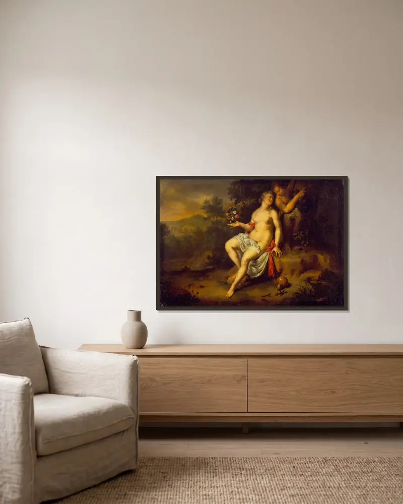 Paris und Oinone von Willem Van Mieris gerahmt an einer Wand