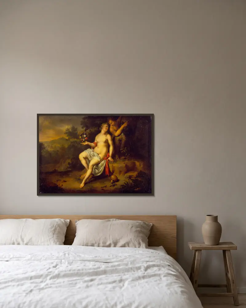 Paris und Oinone von Willem Van Mieris gerahmt an einer Wand