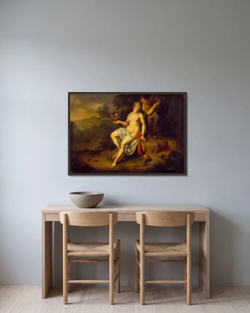 Paris und Oinone von Willem Van Mieris gerahmt an einer Wand