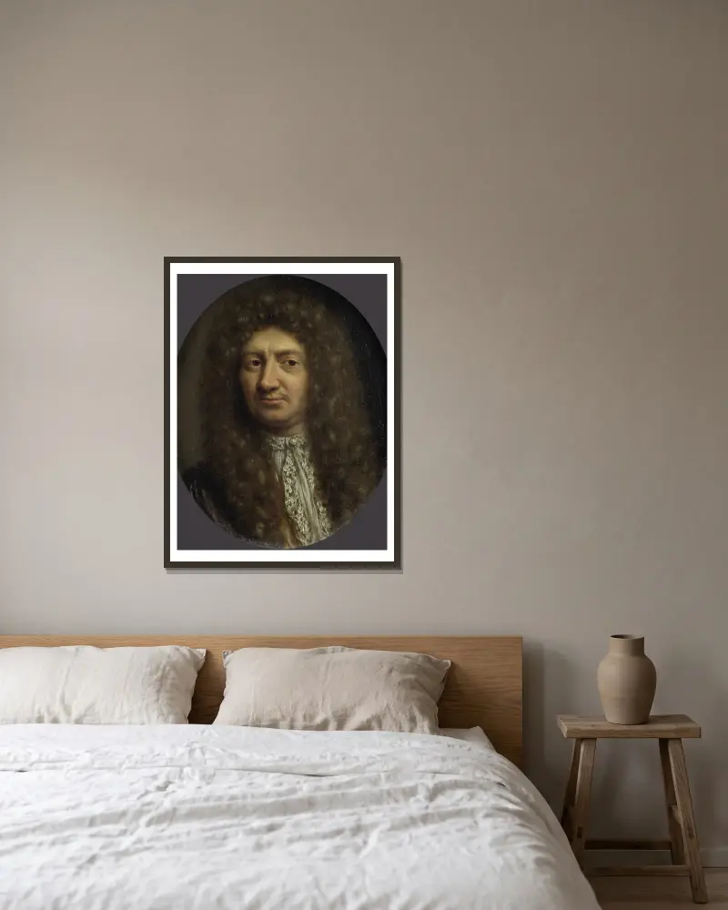 Portrait of a Man av Willem Van Mieris inramad på en vägg