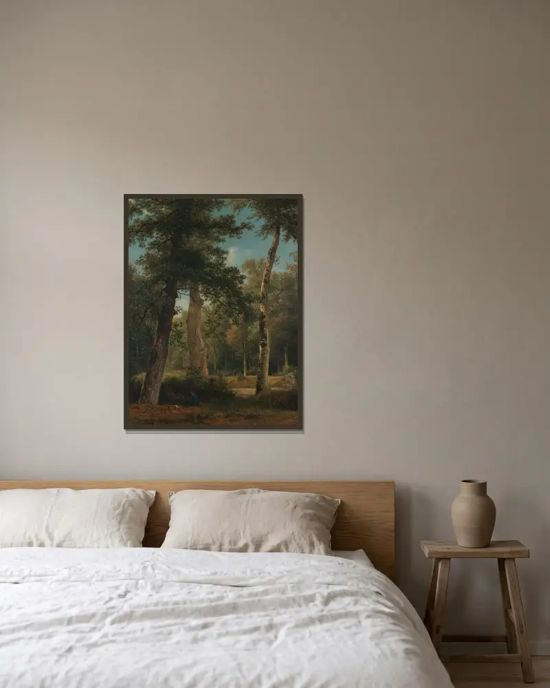 A forest in Fontainebleau av Georgius Jacobus Johannes van Os inramad på en vägg