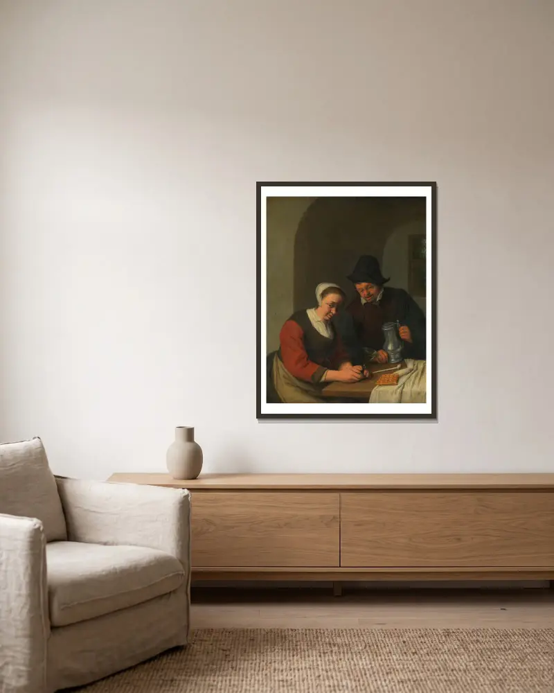 Poufna rozmowa, Adriaen van Ostade w ramie na ścianie