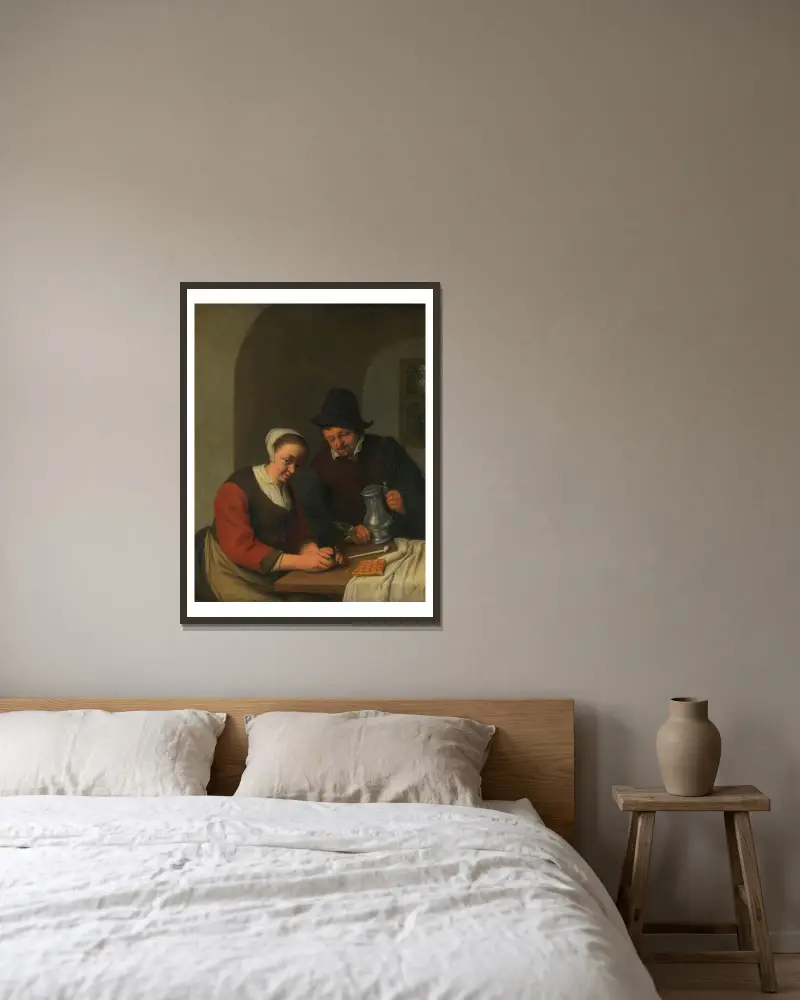 Poufna rozmowa, Adriaen van Ostade w ramie na ścianie