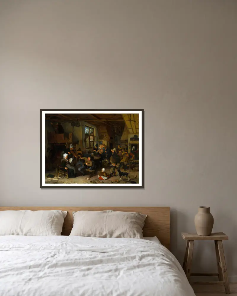Peasant Inn av Adriaen van Ostade inramad på en vägg