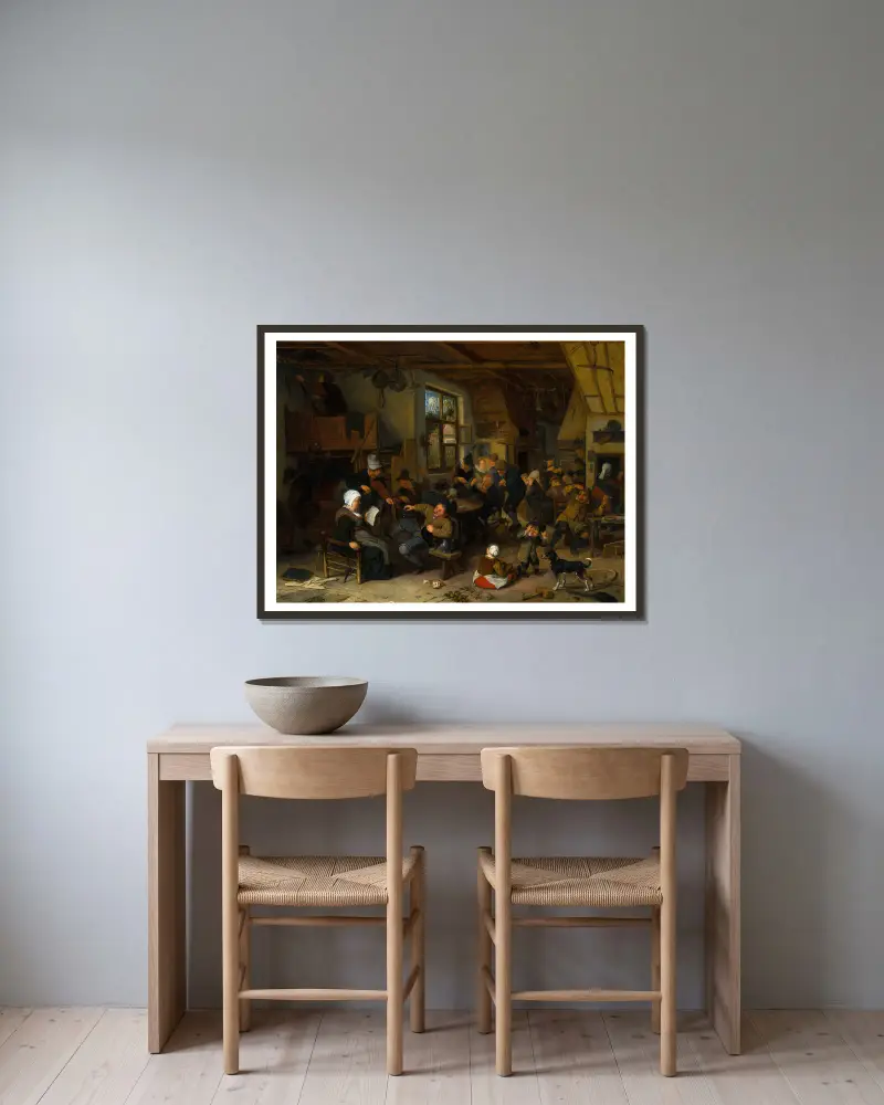 Peasant Inn av Adriaen van Ostade inramad på en vägg