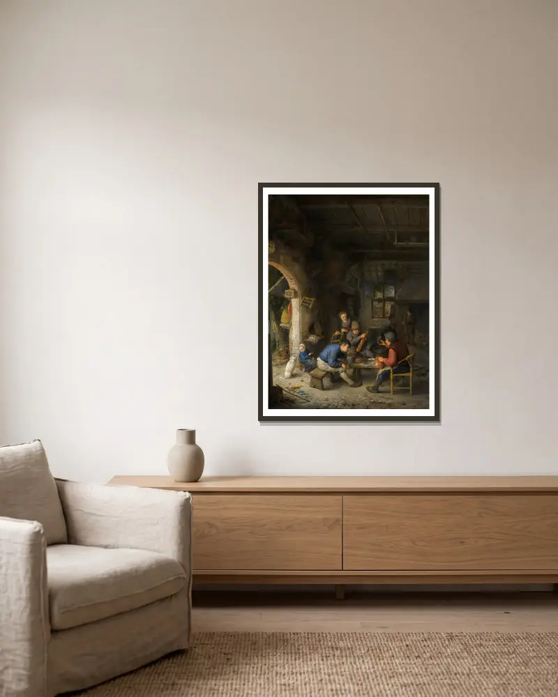 Peasants at an Inn av Adriaen van Ostade inramad på en vägg