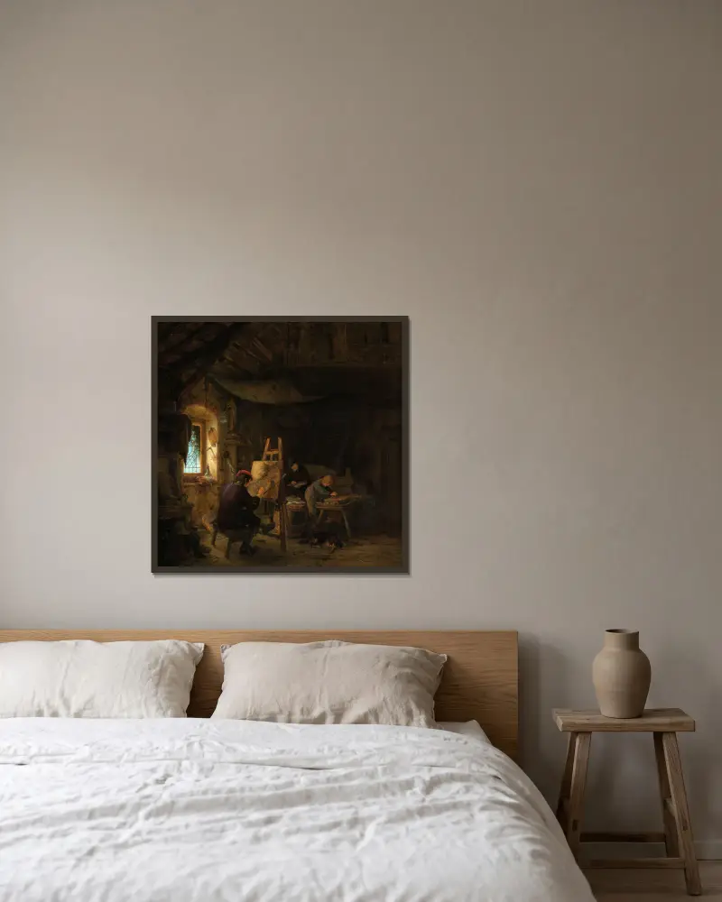 Pracownia malarza, Adriaen van Ostade w ramie na ścianie