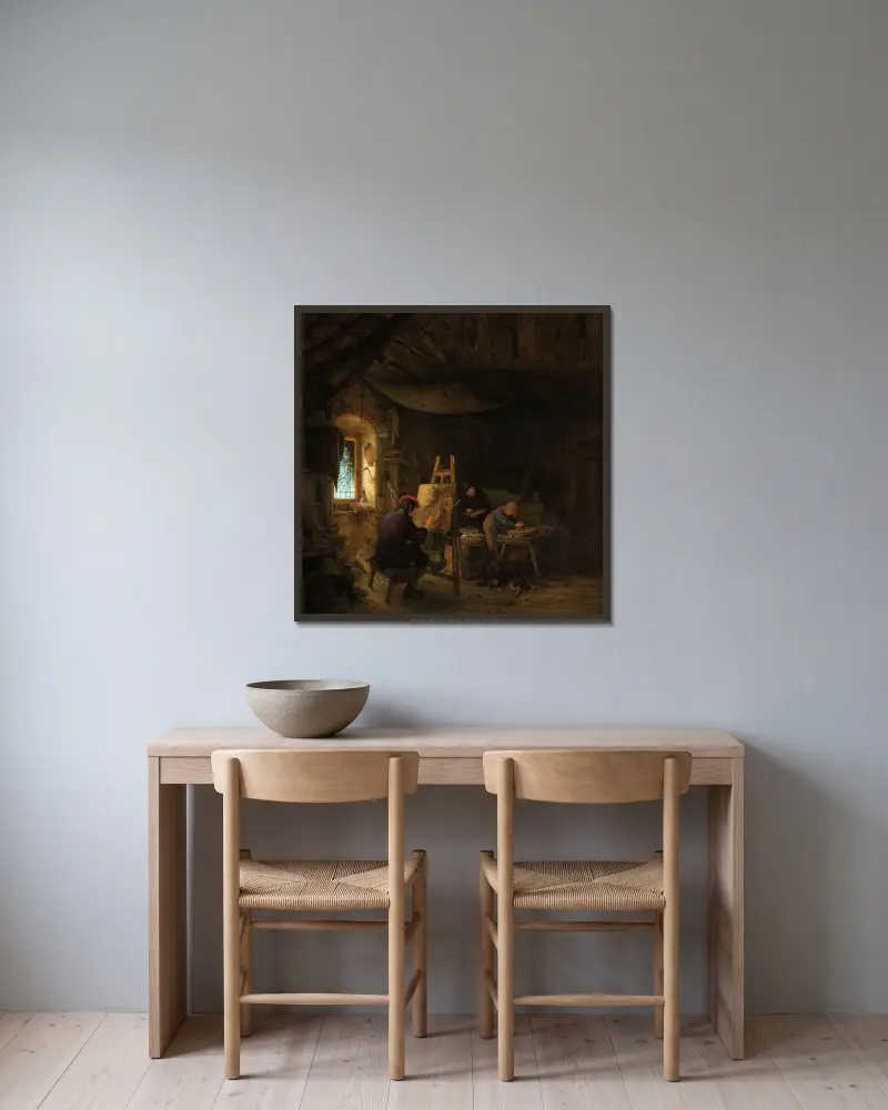 Pracownia malarza, Adriaen van Ostade w ramie na ścianie