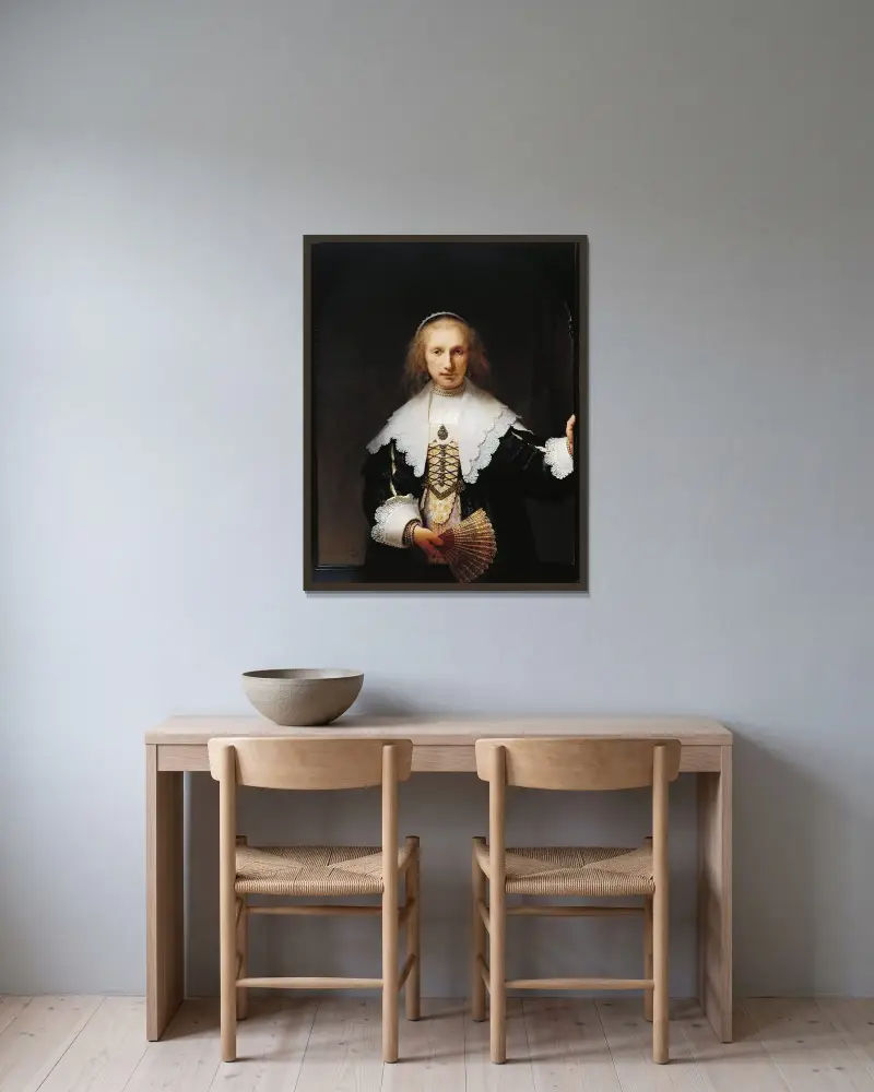 Agatha Bas av Rembrandt van Rijn inramad på en vägg