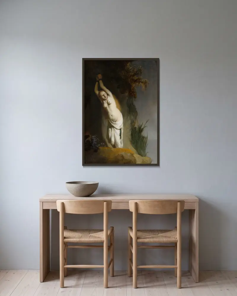 Andromeda av Rembrandt van Rijn inramad på en vägg