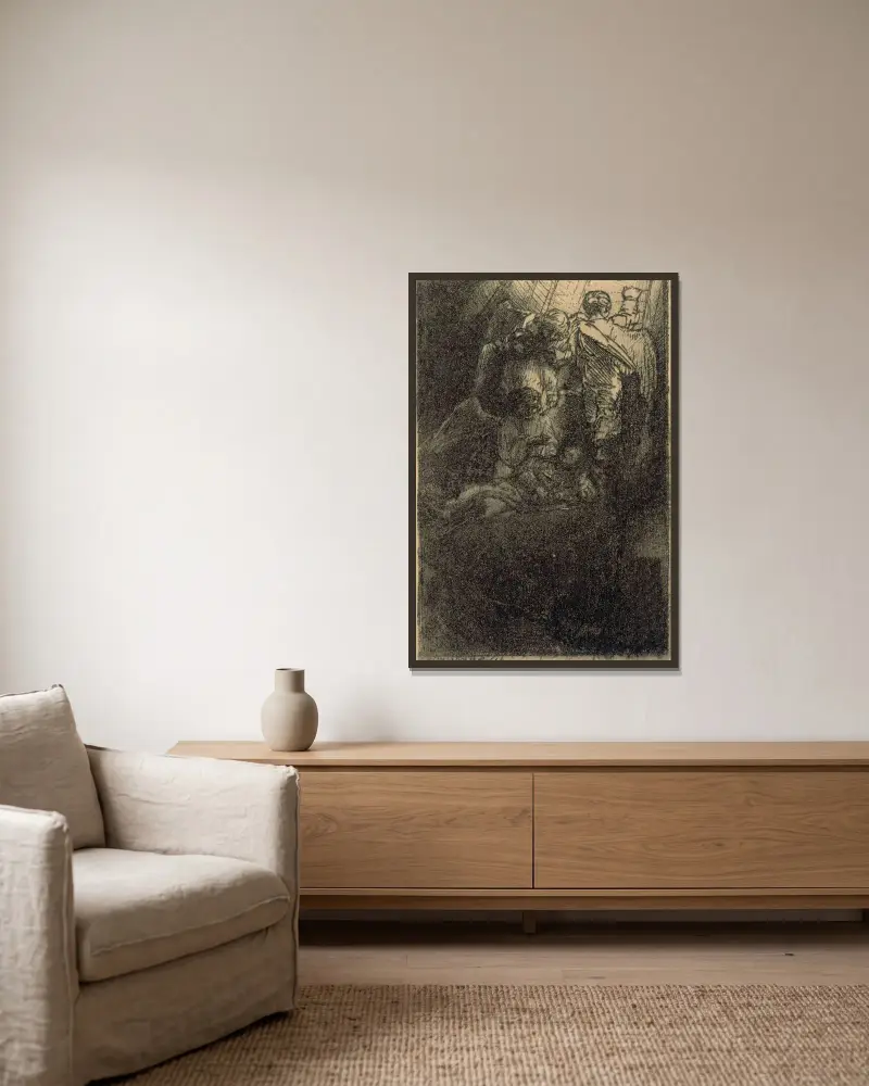 Jakobs Leiter von Rembrandt van Rijn gerahmt an einer Wand