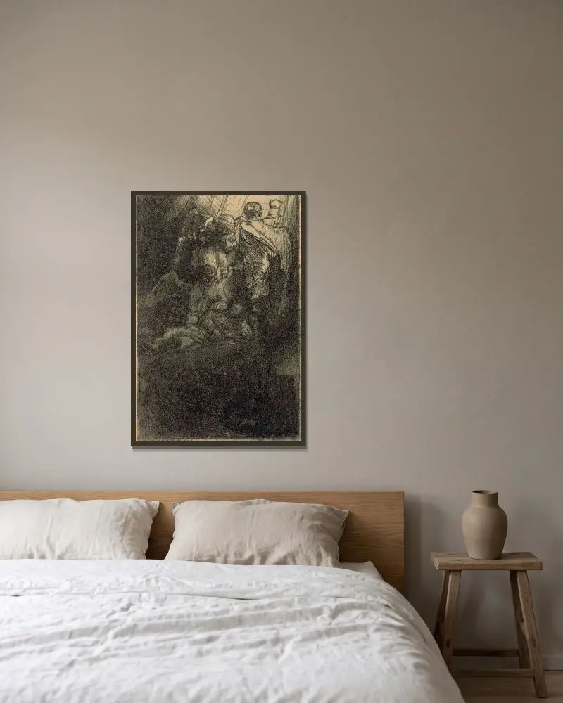 Jakobs Leiter von Rembrandt van Rijn gerahmt an einer Wand