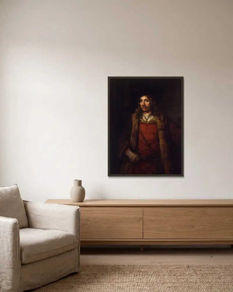 Mężczyzna w futrzanym kołnierzu, Rembrandt van Rijn w ramie na ścianie