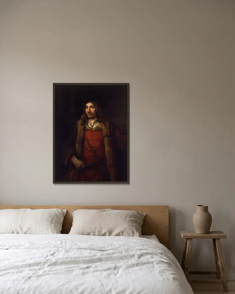 Mężczyzna w futrzanym kołnierzu, Rembrandt van Rijn w ramie na ścianie