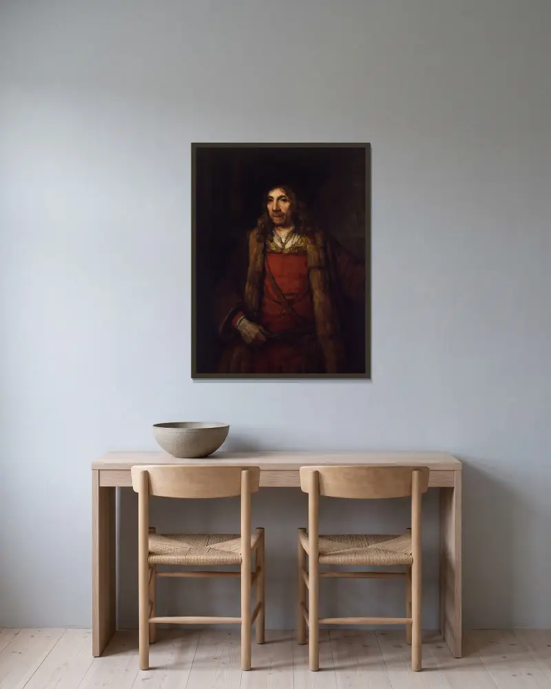 Mężczyzna w futrzanym kołnierzu, Rembrandt van Rijn w ramie na ścianie
