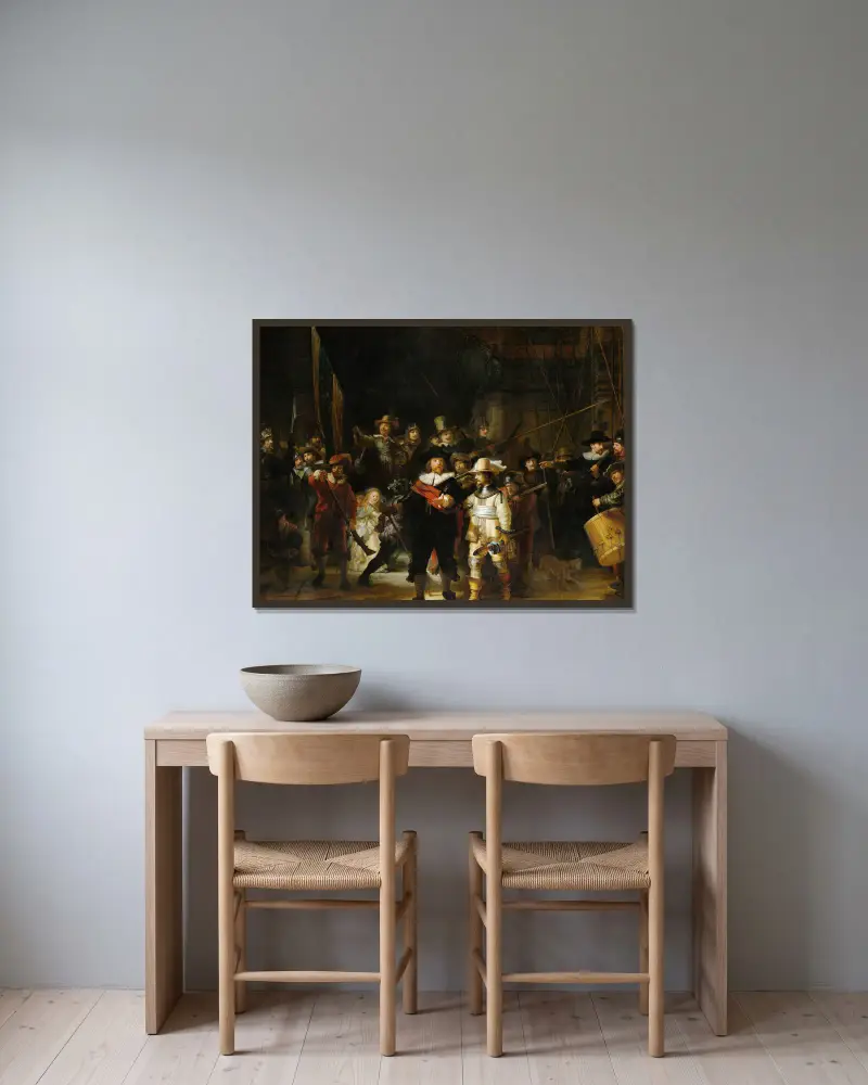 Noční hlídka, Rembrandt van Rijn v rámu na stěně