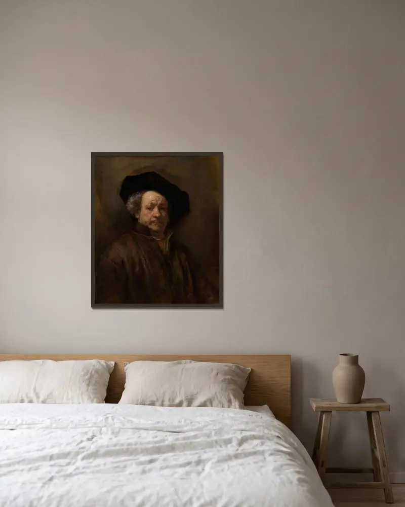 Self-Portrait, 1660 av Rembrandt van Rijn inramad på en vägg