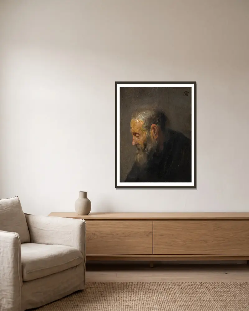 Studium starego mężczyzny z profilu, Rembrandt van Rijn w ramie na ścianie