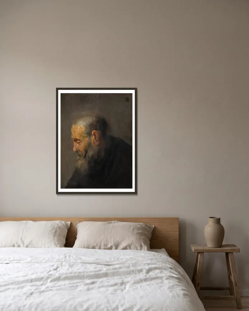 Studium starego mężczyzny z profilu, Rembrandt van Rijn w ramie na ścianie