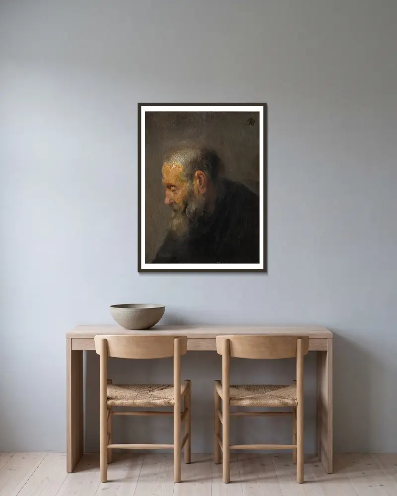 Studium starego mężczyzny z profilu, Rembrandt van Rijn w ramie na ścianie