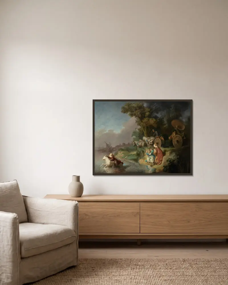 The Abduction of Europa av Rembrandt van Rijn inramad på en vägg
