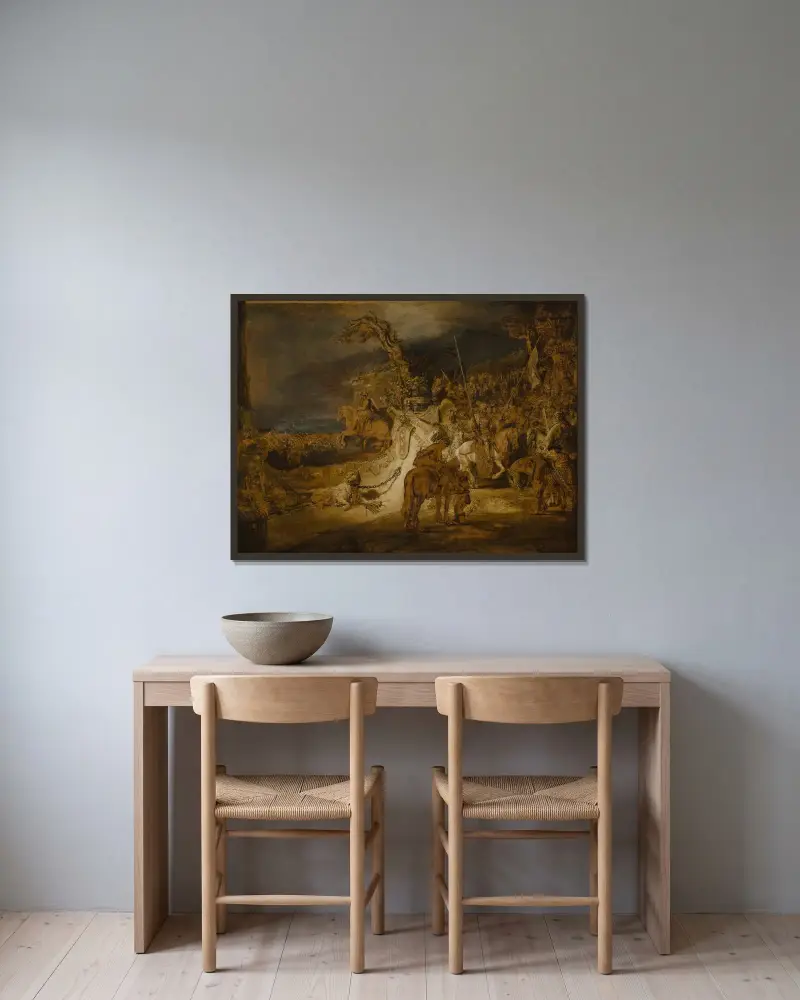 Statens endräkt av Rembrandt van Rijn inramad på en vägg