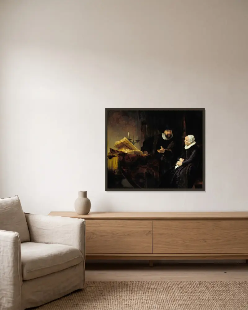 Mennonicki kaznodzieja Anslo i jego żona, Rembrandt van Rijn w ramie na ścianie