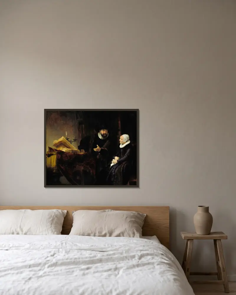 Mennonicki kaznodzieja Anslo i jego żona, Rembrandt van Rijn w ramie na ścianie