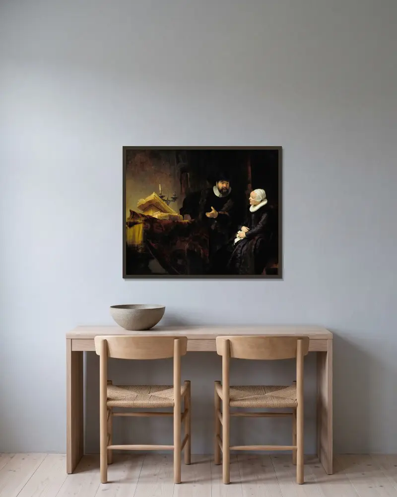 Mennonicki kaznodzieja Anslo i jego żona, Rembrandt van Rijn w ramie na ścianie