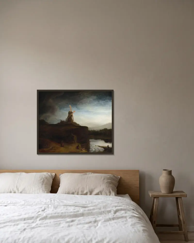 The Mill av Rembrandt van Rijn inramad på en vägg
