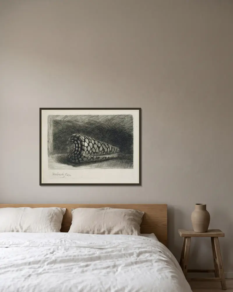 The Shell av Rembrandt van Rijn inramad på en vägg