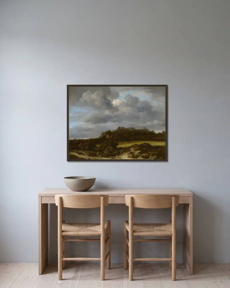Cornfield av Jacob van Ruisdael inramad på en vägg