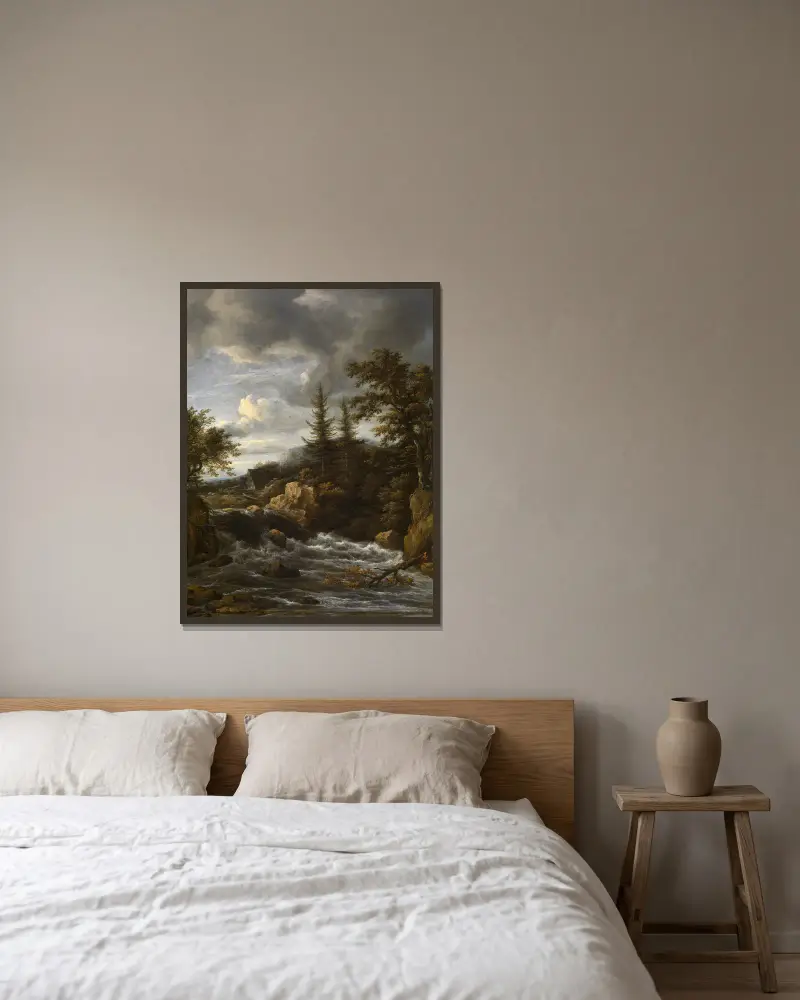 Waterfall in Norway av Jacob van Ruisdael inramad på en vägg