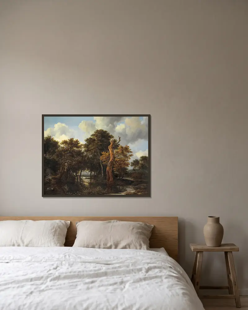 Krajobraz bagienny z martwym drzewem, Jacob van Ruisdael w ramie na ścianie