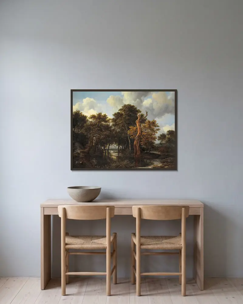Krajobraz bagienny z martwym drzewem, Jacob van Ruisdael w ramie na ścianie